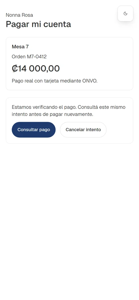 Pantalla real: verificando el pago